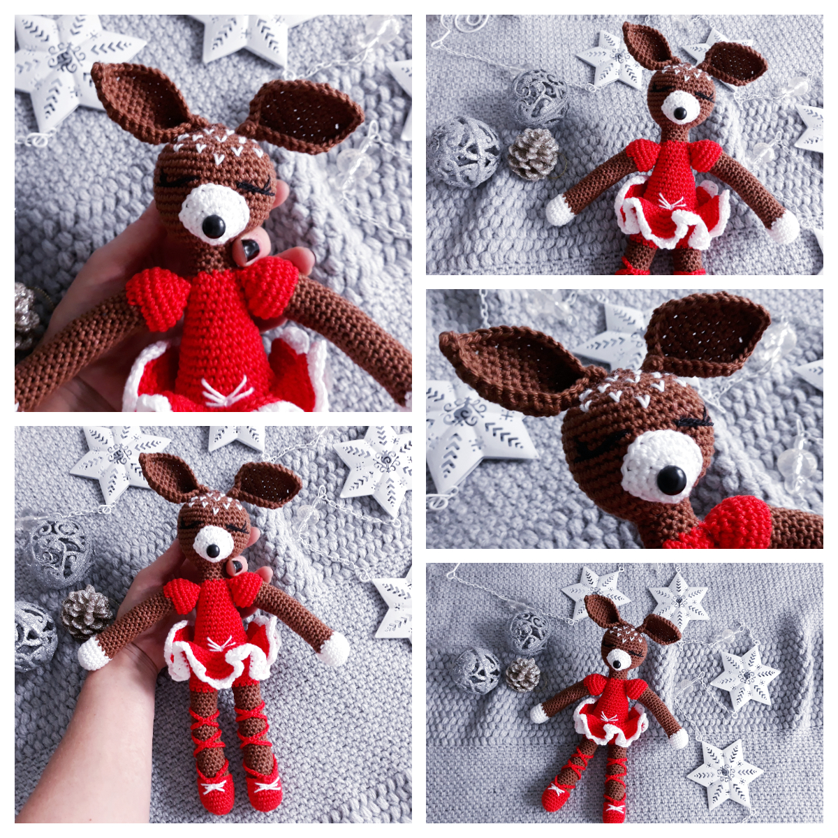 Blog-Inhaltsbild für 'weihnachtliches Rehmädchen, kostenlose Häkelanleitung'